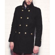 Men's Double Breasted Wool Golden Buttons Coat