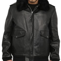 Drake Bomber Black Leather Jacket