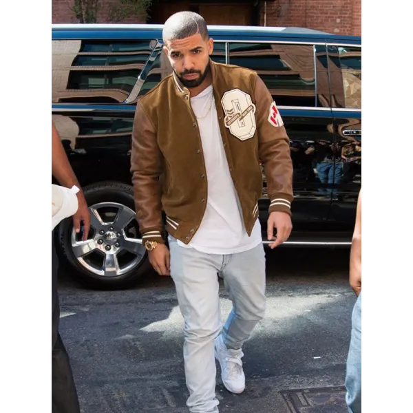 Drake Suede Leather Brown Varsity Jacket Drake Suede Leather Brown Varsity Jacket