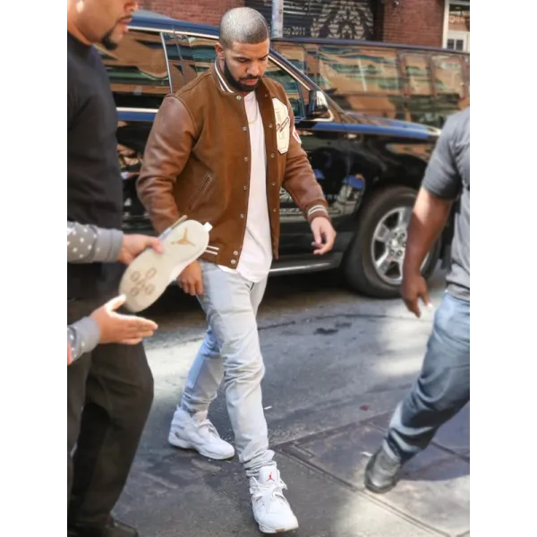 Drake Suede Leather Brown Varsity Jacket Drake Suede Leather Brown Varsity Jacket