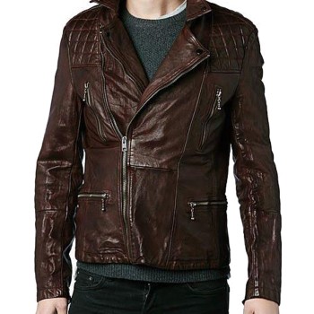 Eddie Redmayne Motorcycle Brown Leather Jacket