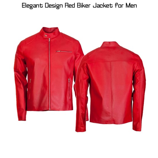 Elegant Design Red Biker Jacket for Men