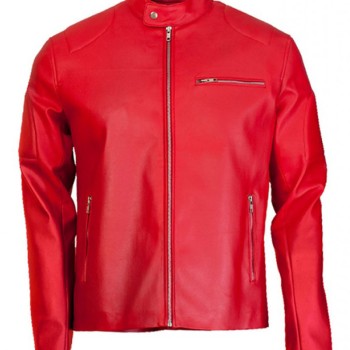 Elegant Design Red Biker Jacket for Men
