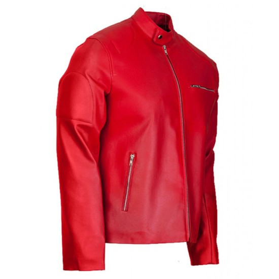 Elegant Design Red Biker Jacket for Men