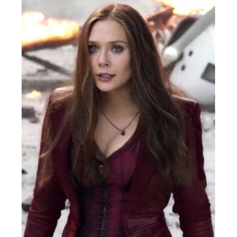 WandaVision Elizabeth Olsen Maroon Coat WandaVision Elizabeth Olsen Maroon Coat