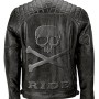 Men's Skull Quilted Embossed Leather Jacket