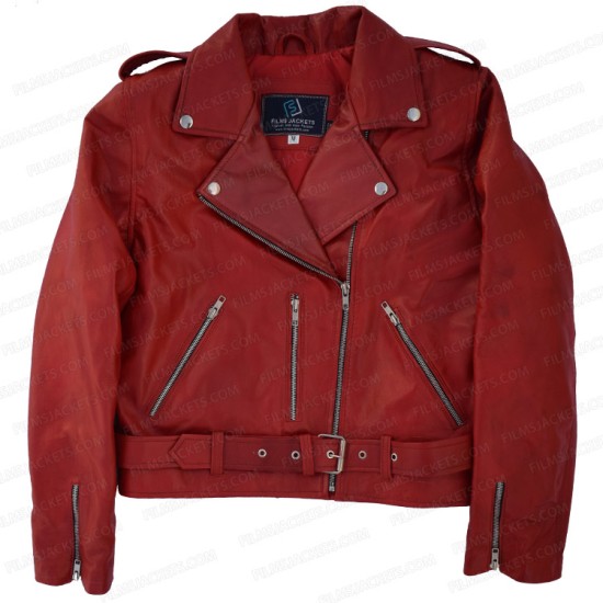 Emilia Clarke Last Christmas Red Leather Jacket