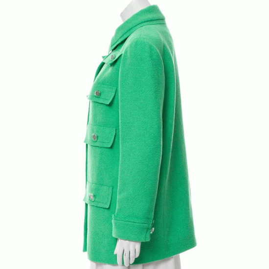 Emily in Paris Lily Collins Sea Green Wool Coat