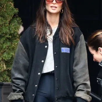 Emily Ratajkowski 90s Varsity Jacket
