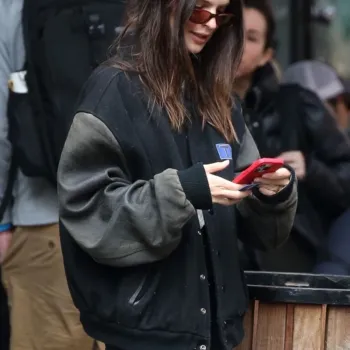 Emily Ratajkowski 90s Varsity Jacket