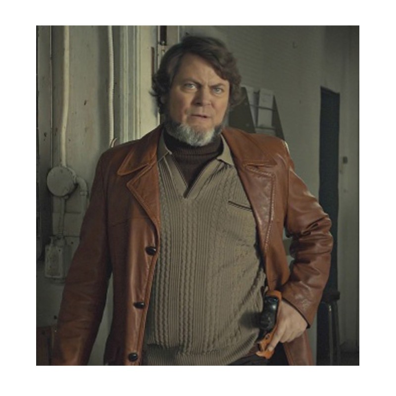 Fargo Nick Offerman Brown Leather Coat Fargo Nick Offerman Brown Leather Coat