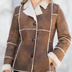 Women's Sheepskin Leather Faux Shearling Jacket