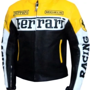 Ferrari Leather Motorcycle Yellow Jacket