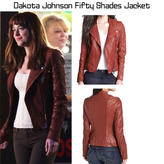 Dakota Johnson Fifty Shades of Grey Brown Leather Jacket