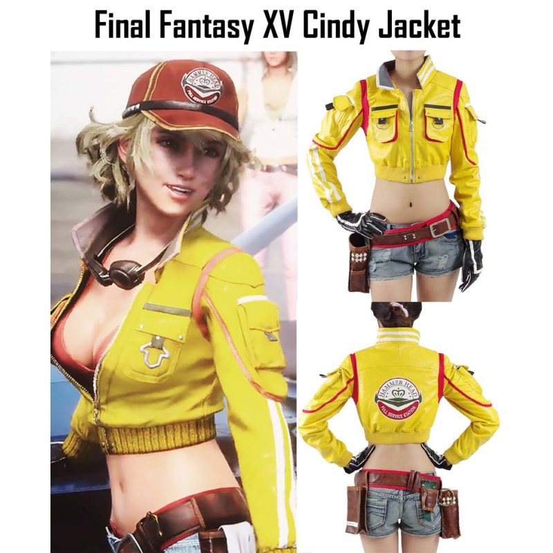 Final Fantasy XV Cindy Hammer Head Yellow Leather Jacket Final Fantasy XV Cindy Hammer Head Yellow Leather Jacket