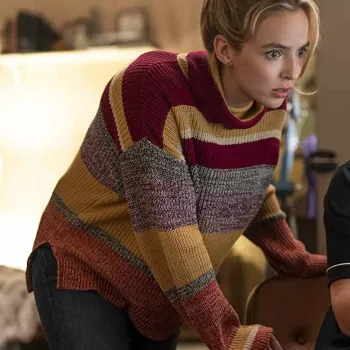Free Guy Jodie Comer Woolen Striped Sweater