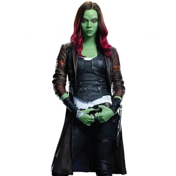 Gamora Guardians of the Galaxy 2 Brown Leather Coat Gamora Guardians of the Galaxy 2 Brown Leather Coat