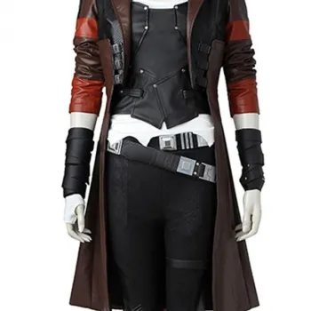Gamora Guardians of the Galaxy 2 Brown Leather Coat