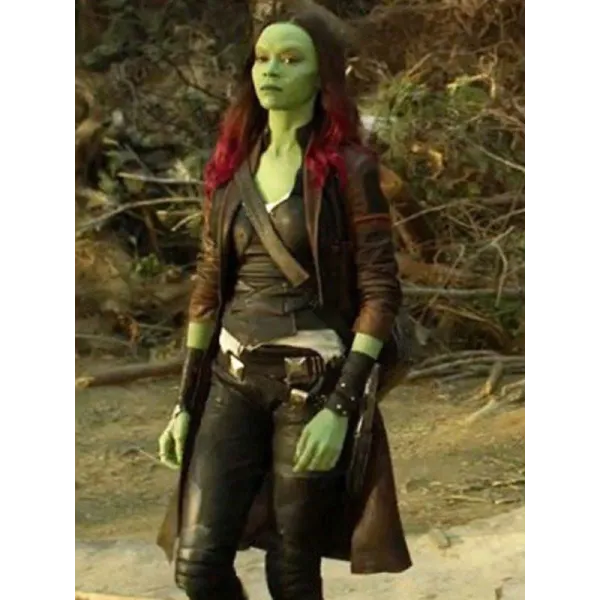 Gamora Guardians of the Galaxy 2 Brown Leather Coat Gamora Guardians of the Galaxy 2 Brown Leather Coat