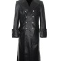 Men's German Officer SS Double Breasted Black Leather Coat
