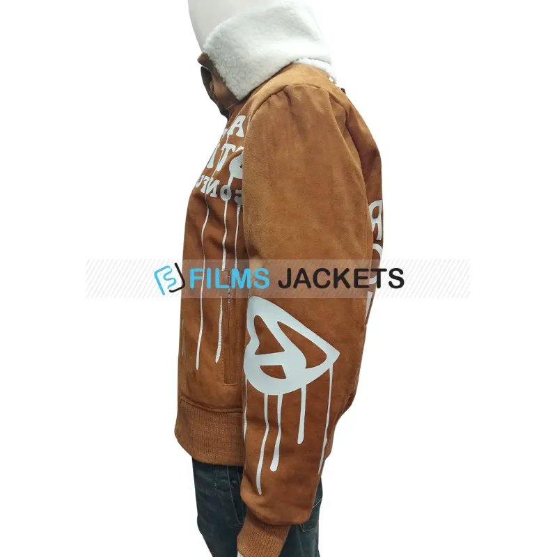 Gigi Hadid Bomber Brown Suede Leather Jacket Gigi Hadid Bomber Brown Suede Leather Jacket