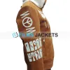 Gigi Hadid Bomber Brown Suede Leather Jacket