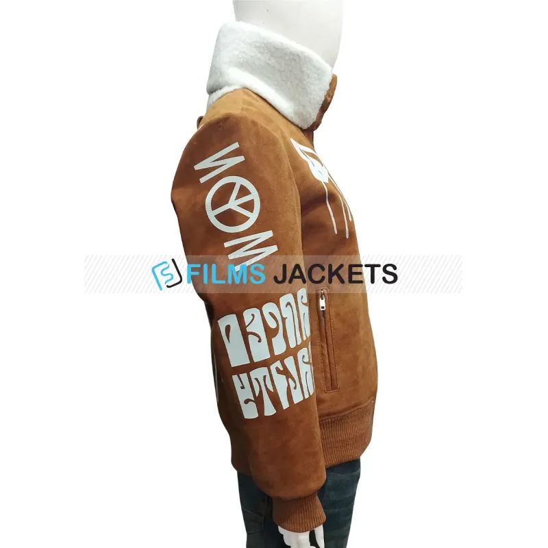 Gigi Hadid Bomber Brown Suede Leather Jacket Gigi Hadid Bomber Brown Suede Leather Jacket