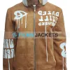 Gigi Hadid Bomber Brown Suede Leather Jacket
