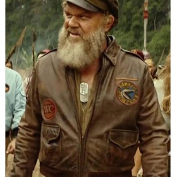 Kong Skull 21st Fighter Brown Leather Jacket