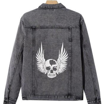 Guys Skull Print Denim Jacket