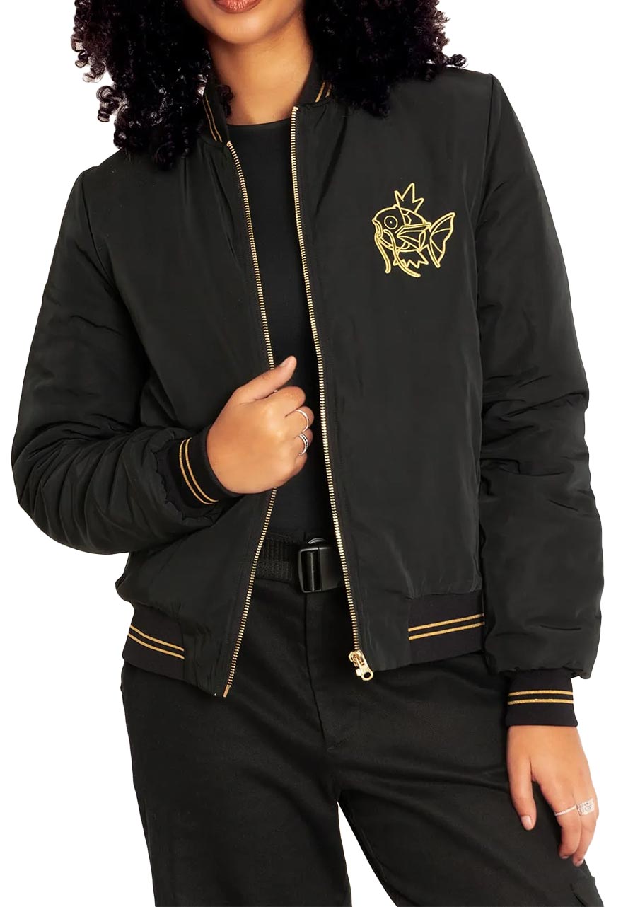 Black bomber jacket with sales gold zipper