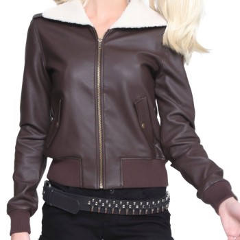 Harley Quinn Bombshell Brown Leather Jacket