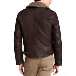 Harry Styles Brown Leather Jacket with Fur Collar