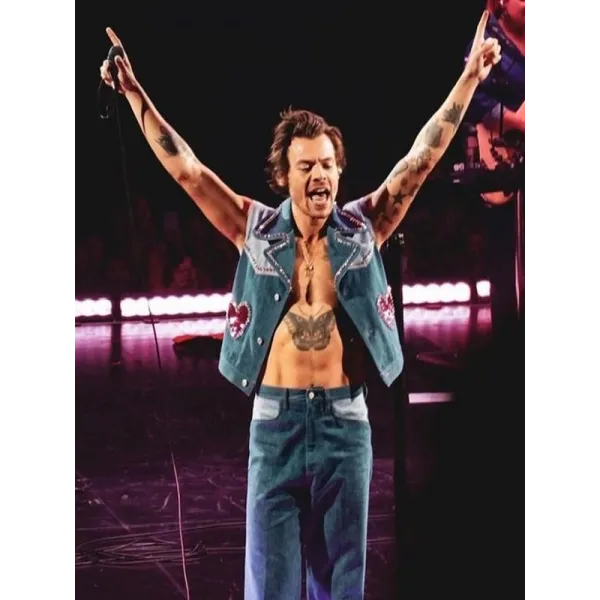 Harry Styles Love On Tour 2022 Denim Vest Harry Styles Love On Tour 2022 Denim Vest