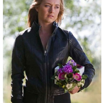 Heartland Amber Marshall Black Leather Bomber Jacket