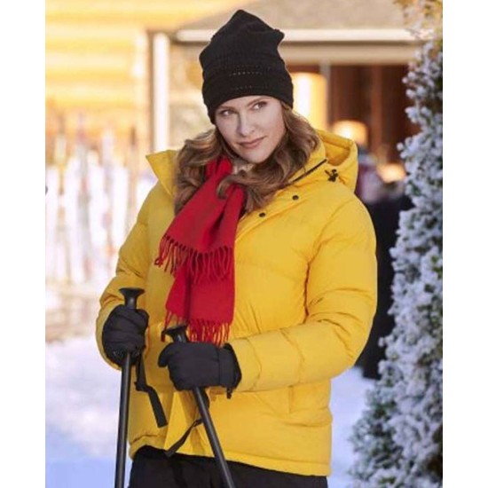 Hearts of Winter Jill Wagner Yellow Puffer Jacket