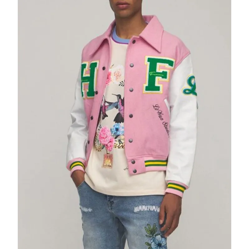 HF Homme Femme Letterman Pink Jacket
