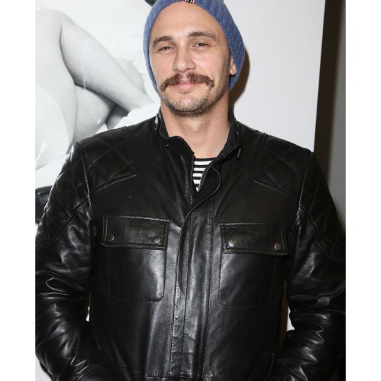 Hits Paris For His James Franco Casual Leather Jacket