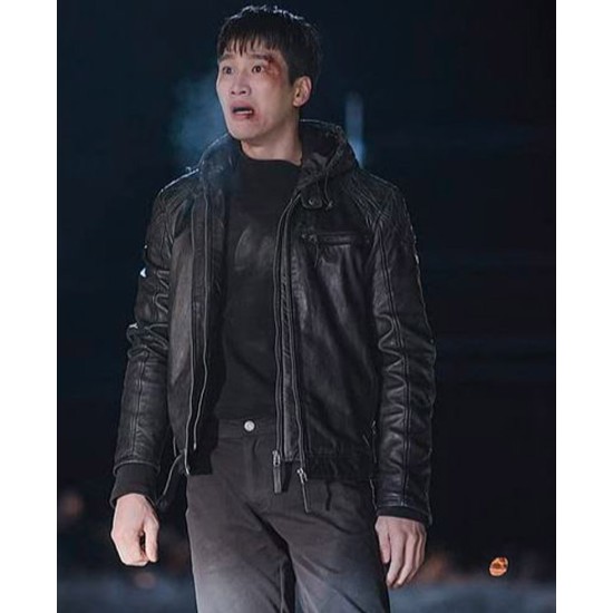 Ahn Bo Hyun Itaewon Class Leather Jacket with Hood