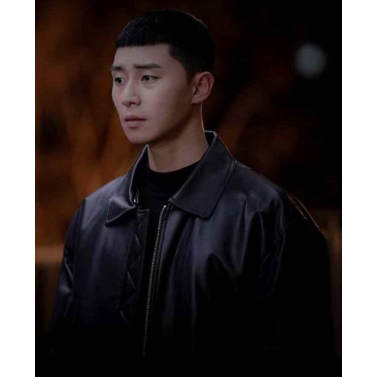 Park Seo Joon Itaewon Class Black Leather Jacket