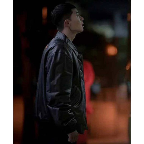 Park Seo Joon Itaewon Class Black Leather Jacket