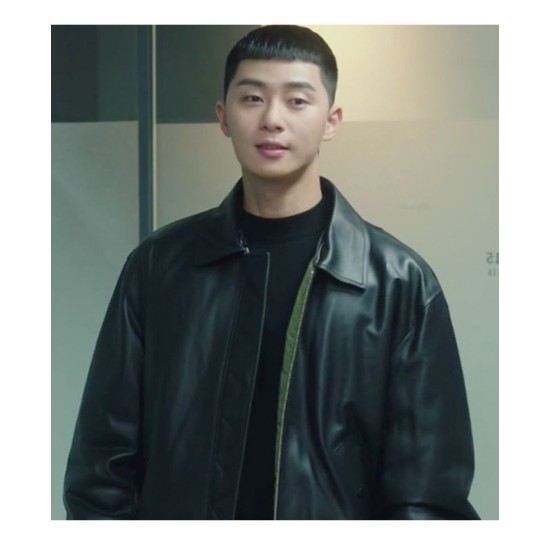 Park Seo Joon Itaewon Class Black Leather Jacket