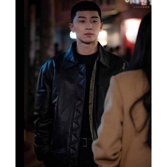 Park Seo Joon Itaewon Class Black Leather Jacket