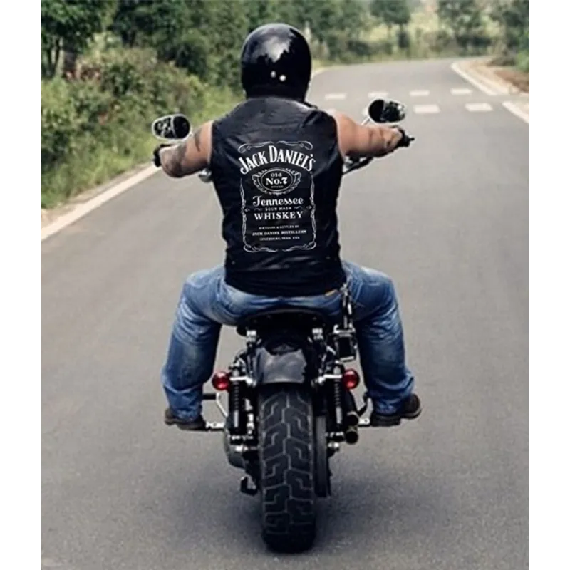 Jack Daniels Black Leather Moto Vest Jack Daniels Black Leather Moto Vest