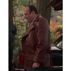 James Gandolfini The Sopranos Brown Leather Coat
