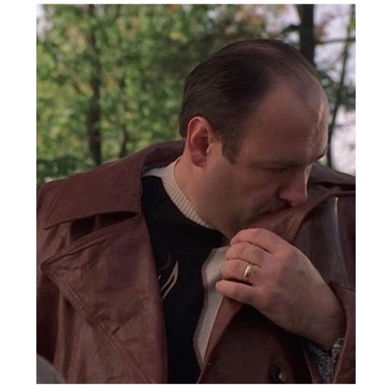 James Gandolfini The Sopranos Brown Leather Coat
