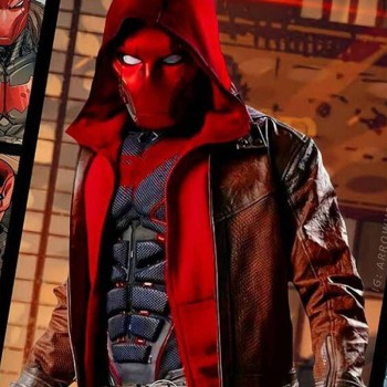 Titans Jason Todd Leather Jacket with Brown Hoodie