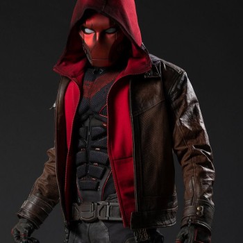 Titans Jason Todd Leather Jacket with Brown Hoodie