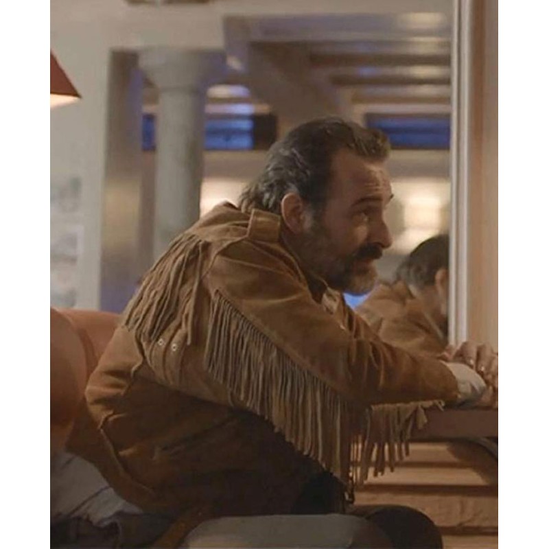 Jean Dujardin Deerskin Brown Fringe Jacket Jean Dujardin Deerskin Brown Fringe Jacket