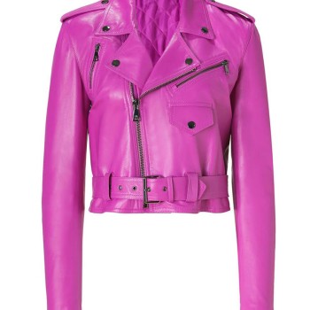 Jessica Alba Hot Pink Leather Jacket